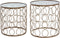 Atmosphera Metalen bijzettafel set Archie 2 stuks - Mat goud - Prachtige set met gehard glas