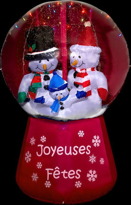 Kerst - Kerstdecoratie - Opblaasfiguur - Sneeuwmannen - H180cm - Sneeuwbol - Muziekbal - LED