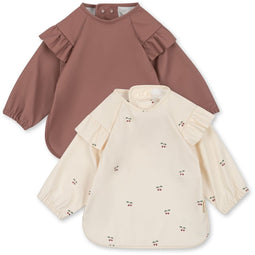 beaubybo Konges Slojd - 2 Pack Dinner Bib / Slab - 18M tot 3J - Met mouwen - Cherry / Rosewater