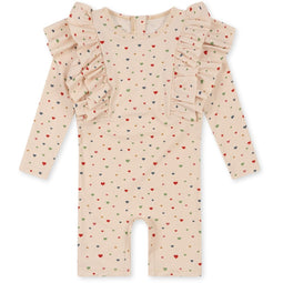 Konges slojd Manuca frill onesie playsuit / Zwempak - Multi hearts