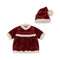 Konges Sløjd Kerstjurk met muts voor babypoppen - Jolly Red