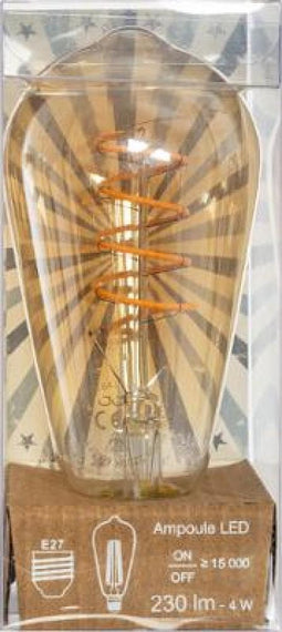 LED volglas Lang Filament Globelamp 240V 2W 125 lm E27 GLB125, Goud 2200K