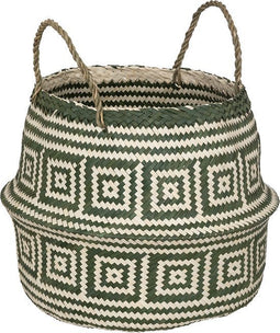 beaubybo Rieten Mand - Zeegras Naturel groen en naturel 35 x 40 cm - Bloempot