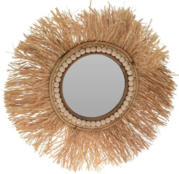 beaubybo Spiegel - Raffia Met Kralen - 50cm - Rotan Randen