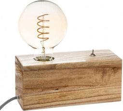beaubybo Tafellamp voet - Natuurlijke houten basis vintage Industri«le stijl voor Gloeilamp
