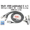 Universal charging cable 3in1 for Apple, USB-C, Miucro-USB robust with TPE sheathing, aluminum plugs