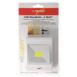 COB wall light, 100 lumens, wireless, mounting with Velcro or magnet, including batteries