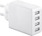 4-way USB charger, multiple USB charger, 30W, charges up to 4 devices at the same time, white