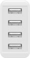 4-way USB charger, multiple USB charger, 30W, charges up to 4 devices at the same time, white