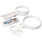 LED illuminated magnifier with 2 LEDs, including 3 batteries, with 3 interchangeable attachment lens