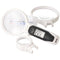 LED illuminated magnifier with 2 LEDs, including 3 batteries, with 3 interchangeable attachment lens