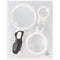 LED illuminated magnifier with 2 LEDs, including 3 batteries, with 3 interchangeable attachment lens