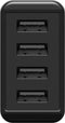 4-way USB charger, multiple USB charger, 30W, charges up to 4 devices at the same time, black