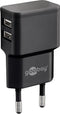 Dual USB charger 2.4 A, 2x USB output, black