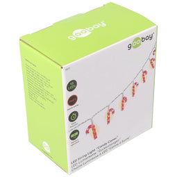 10 LED light chain candy canes, glowing candy canes, light chain with timer function, warm white, ba