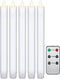 Set of 5 white LED real wax stick candles including remote control, the beautiful and safe lighting