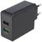 Dual USB fast charger USB QC3.0 28W black, charges up to 4x faster than standard chargers