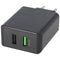 Dual USB fast charger USB QC3.0 28W black, charges up to 4x faster than standard chargers