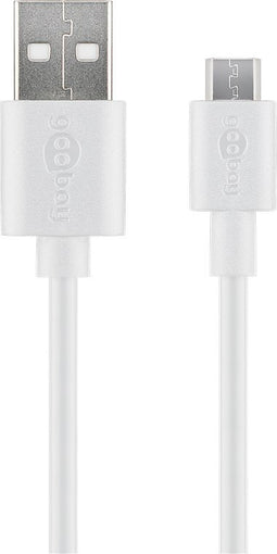 USB fast charging and synchronization cable from USB to Micro USB, white