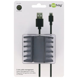 Cable manager 5-channel black in a set of 2 for organizing and fixing, removable again