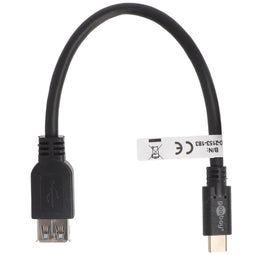 USB-C male to USB A female with black cable 20cm