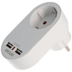 Socket with 2x USB port, 2.0A protective contact socket 16A