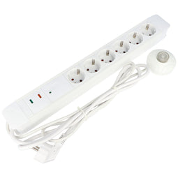 6-way power strip with foot switch, color white