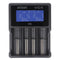 4-channel Li-ion and NiMH LCD fast charger with single channel starter for 18650, AA, AAA, C and D