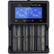 4-channel Li-ion and NiMH LCD fast charger with single channel starter for 18650, AA, AAA, C and D