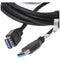 USB 3.0 SuperSpeed extension cable, black, length 3 meters, significantly faster than USB 2.0