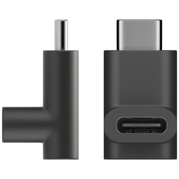 Adapter USB-C to USB-C 90 degree angle, black USB-C socket angled to USB-C plug