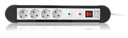 Overvoltage protection socket strip 4x protective contact with 1.4m lead and switch black / white