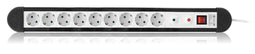 Surge protection socket strip 9x protective contact with 1.4m lead and switch black / white