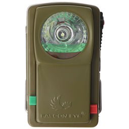LED BW signal flashlight, olive green, with additional red and green filter discs, with battery