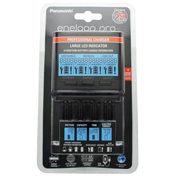 Panasonic eneloop top charger BQ-CC65 incl.LCD display and AccuCell AkkuBox Blue