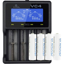 Panasonic eneloop, ready-to-use Ni-MH battery, AA Mignon, 4-pack and LCD quick charger for NiMH and