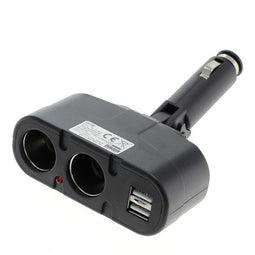 AccuCell car adapter, cigarette lighter distributor - plug to 2x socket + USB