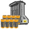 8 pieces CR123 A Li-ion battery with 3.7 volts, 760mAh and 8-way quick charger