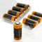 8 pieces CR123 A Li-ion battery with 3.7 volts, 760mAh and 8-way quick charger