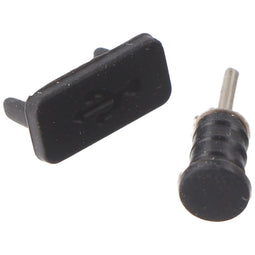 AccuCell dust protection cap set for USB Type C (USB-C) & headphone connection black