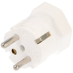 Switzerland adapter white from Swiss 3pin plug to 2pin Schuko coupling with earth conductor and 10A