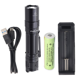 Fenix PD32 LED torch with 1200 lumens, 395 meters range including 3400mAh battery and charger