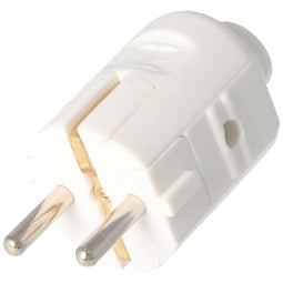 Schuko plug white, safety plug white, Schuko plug with strain relief IP44 16A 250V, with double safe