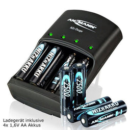 Ansmann quick charger for NiZn 1.6 volt battery with 4x 2500mWh Mignon AA