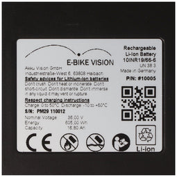 B-STOCK e-bike battery suitable for the Panasonic Next Generation 36V 17Ah 605Wh battery