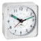 Analog radio alarm clock with quiet clockwork, snooze, white including battery