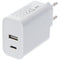 Dual USB fast charger USB QC3.0 28W white, charges up to 4x faster than standard USB chargers
