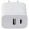 Dual USB fast charger USB QC3.0 28W white, charges up to 4x faster than standard USB chargers