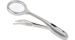 Magnifying tweezers with LED lighting, TRIZETTE, 4x magnification, including batteries