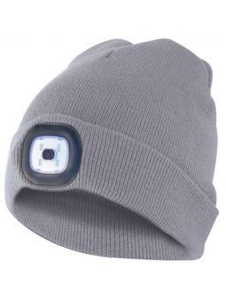 Velamp LIGHTHOUSE : Beanie with front LED, rechargeable. light grey